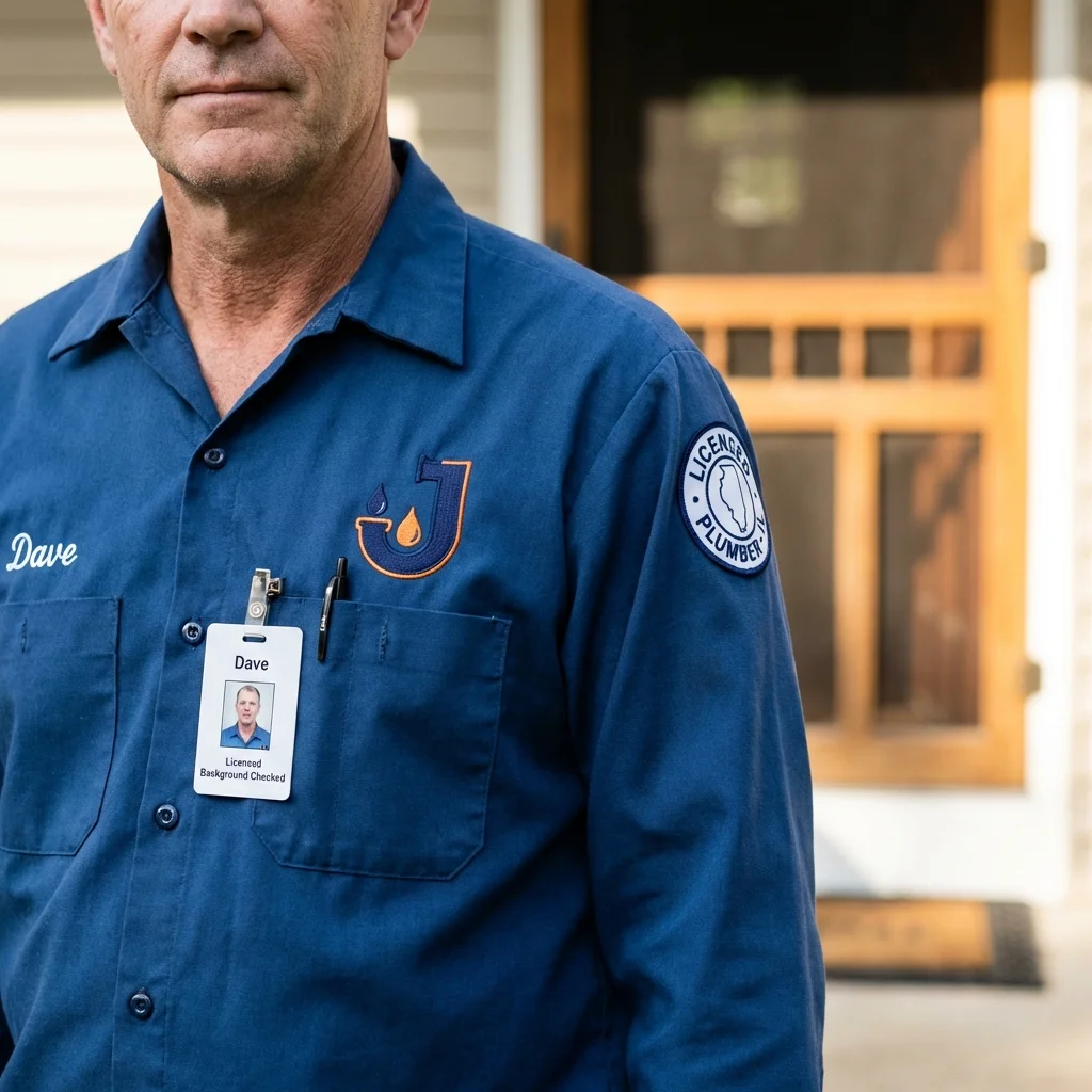 Licensed plumber showing ID badge in Kirtland, NM