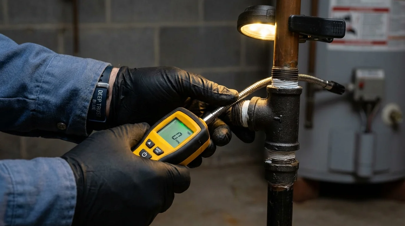 Gas leak detection with electronic sniffer by Johns Plumbing LLC in Kirtland