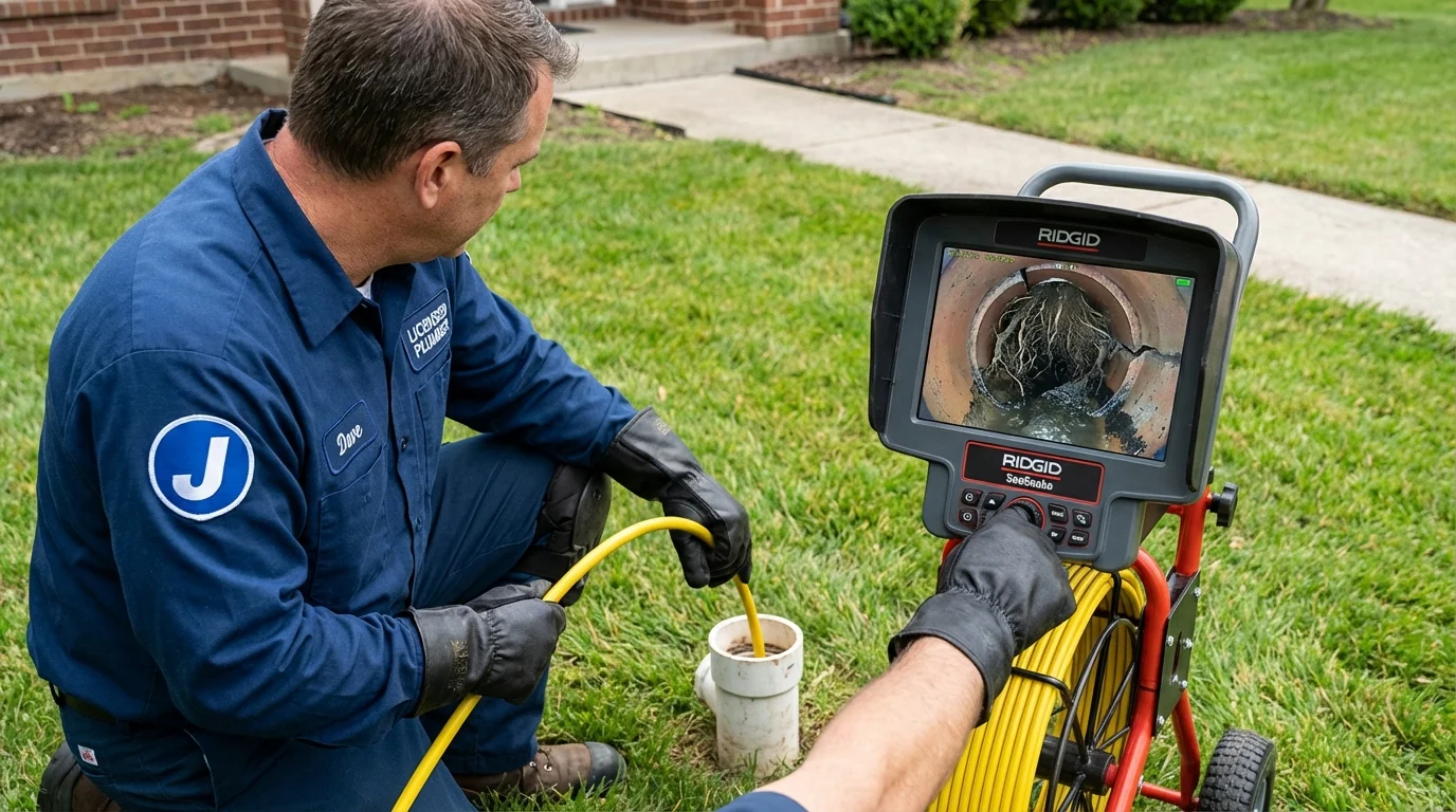 Sewer camera inspection being performed by Johns Plumbing LLC in Kirtland
