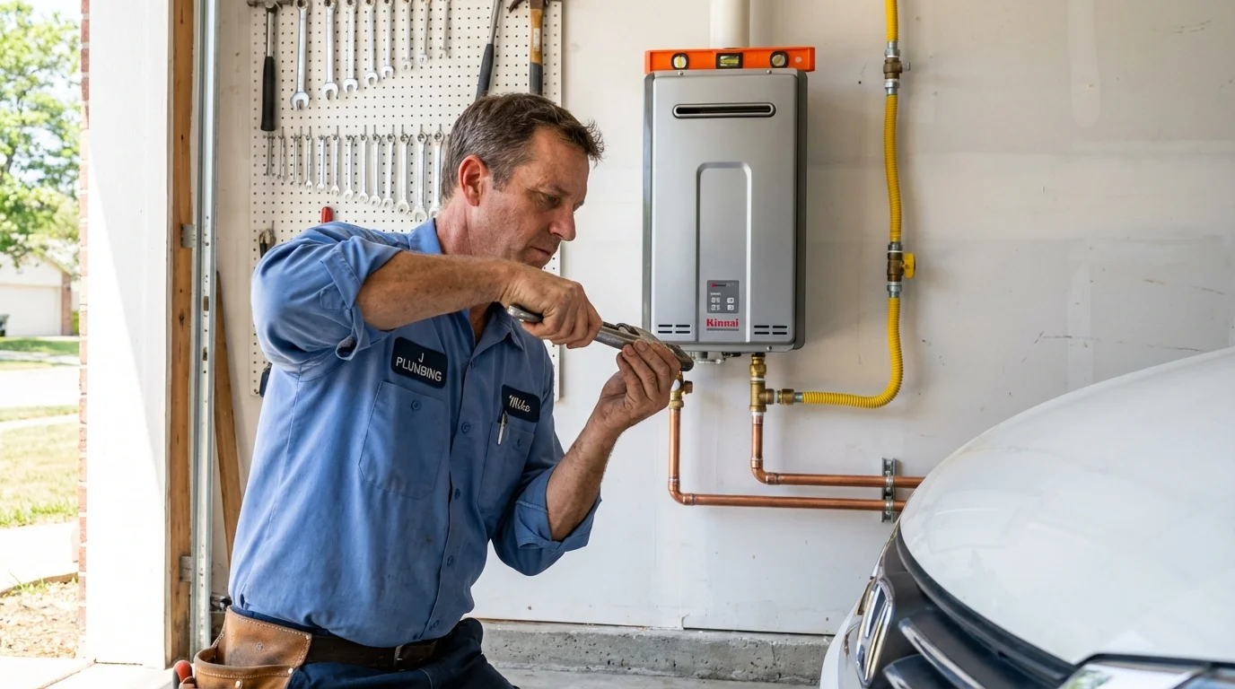Tankless water heater installation by a Johns Plumbing LLC plumber in Kirtland